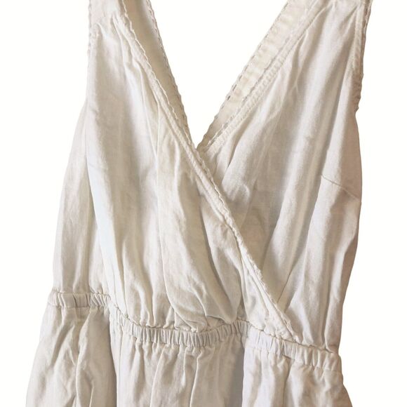 NEW Universal Thread Linen Rayon Cross Back Maxi Dress Summer Smocked White Sz S - Picture 5 of 10